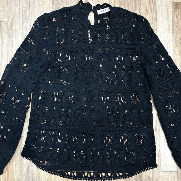 BA&SH estela lace long sleeve blouse boho romantic victorian black size 4 US - Picture 6 of 12